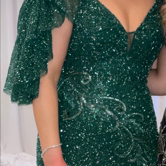 Emerald Green Bedazzled Gown - Picture 6 of 8